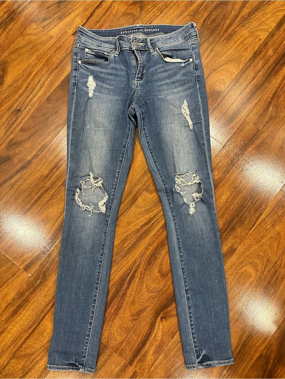 Articles Of Society Distressed Skinny Jeans in Dark Blue